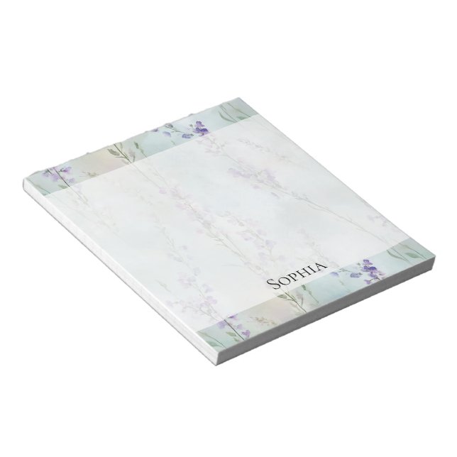 Bloco De Notas Lavanda Romântica Roxo Floral (Inclinado)