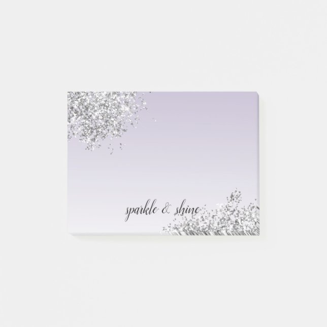 Bloco De Notas Lavanda Roxo Ombre Silver Sparkle (Frente)