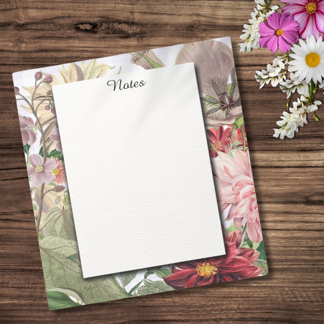 Bloco De Notas Lavanda russa: Gingham e flores selvagens (Criador carregado)