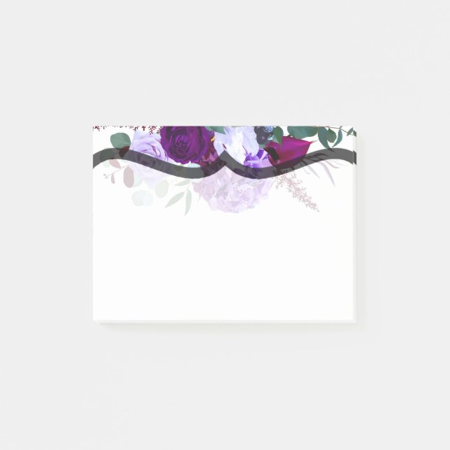 Bloco De Notas Lavanda Sticky Notes Hibiscus em Branco (Frente)