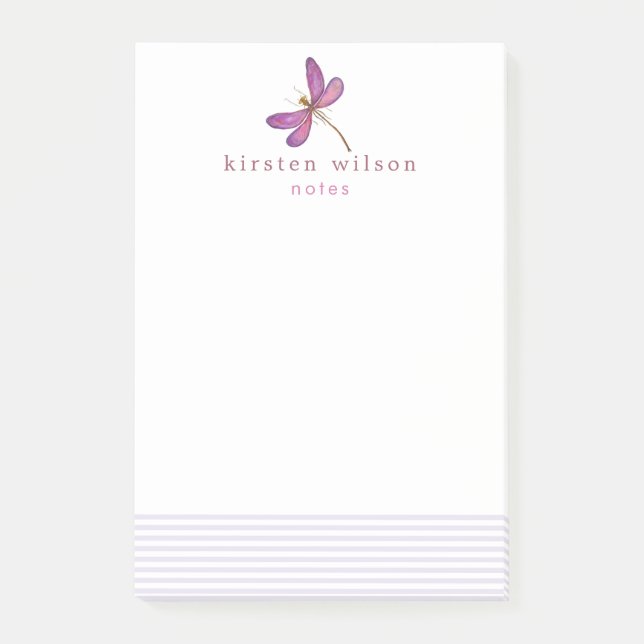 Bloco De Notas Lavandas Elegantes e Dragonfly Personalizadas (Frente)