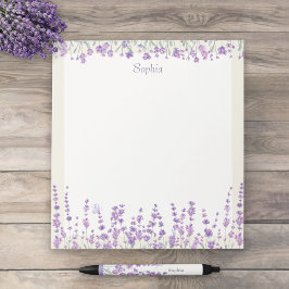 Bloco De Notas Lavender Floral Watercolor Purple Border Notepad