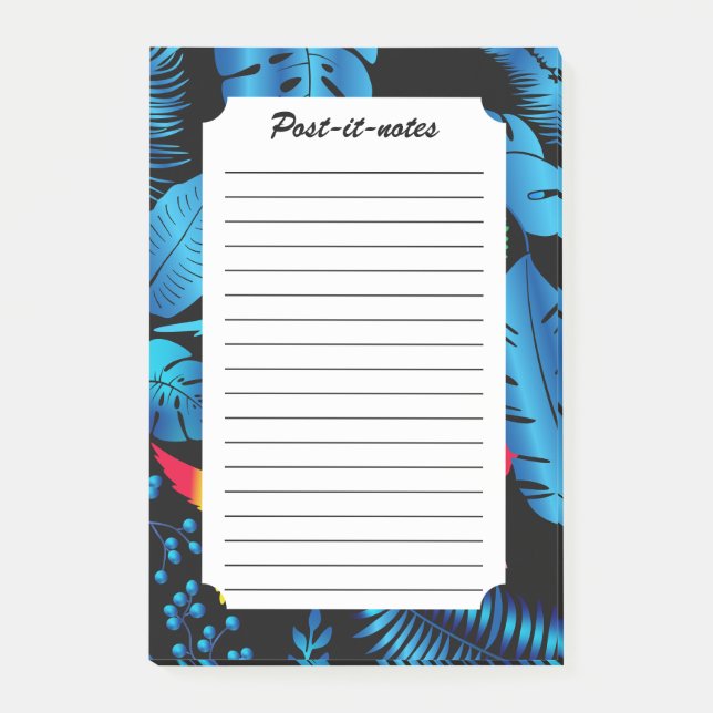 Bloco De Notas Leafia Escura — Aves Humanas Tropicais de Verão (Frente)