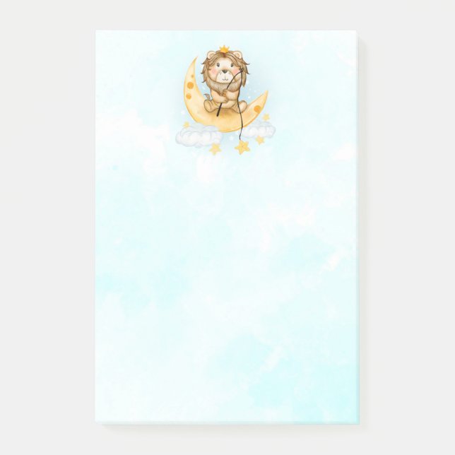 Bloco De Notas Leão de Cuta que pesca na Aquarela da Lua (Frente)