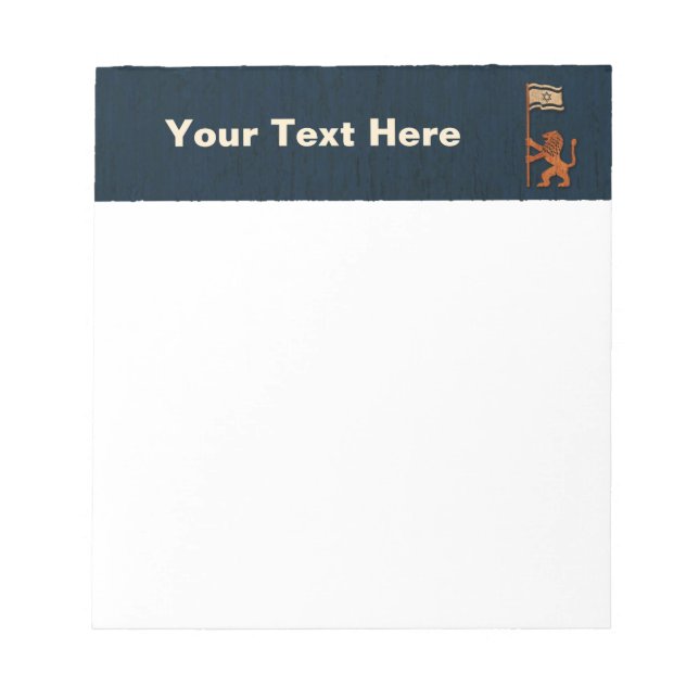 Bloco De Notas Leão do Dia de Jerusalém com Bandeira (Frente)