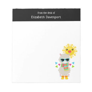 Bloco De Notas Legal Llama e sorrindo Kawaii Sun