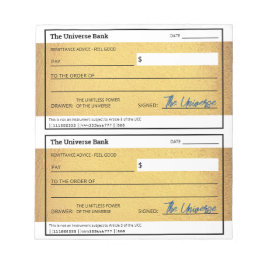 Bloco De Notas Lei de Atração do Money Check Dourado