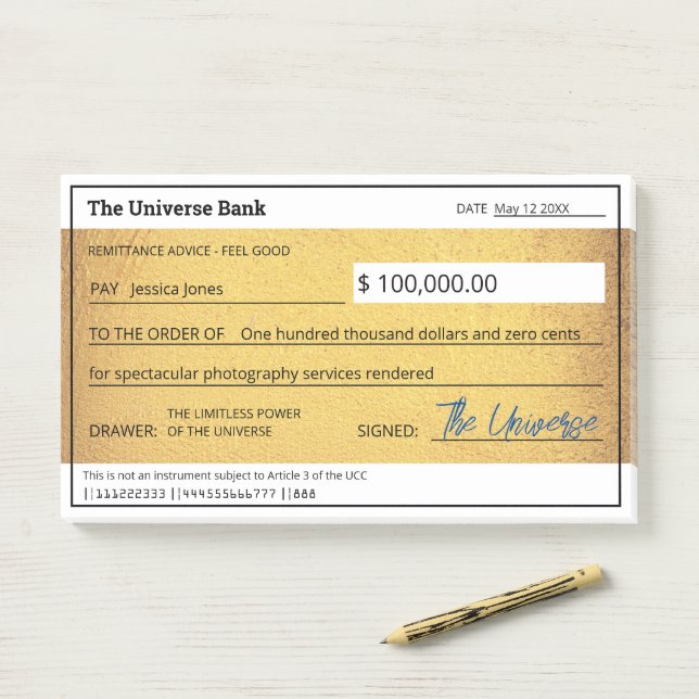 Bloco De Notas Lei Dourada de Atração do vazio (Na mesa)