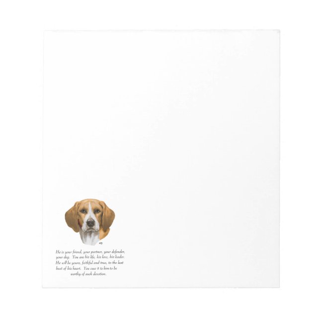 Bloco De Notas Lembrança de Beagle MACHO (Frente)