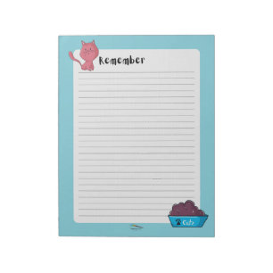 Bloco De Notas Lembre-se de Notas Vinculadas a Gato Azul Não espa