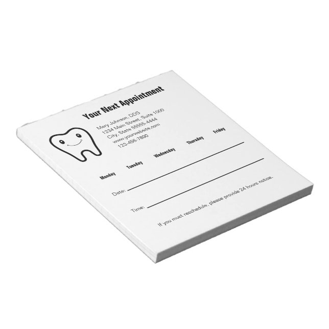Bloco De Notas Lembrete de Consulta Odontológica (Inclinado)