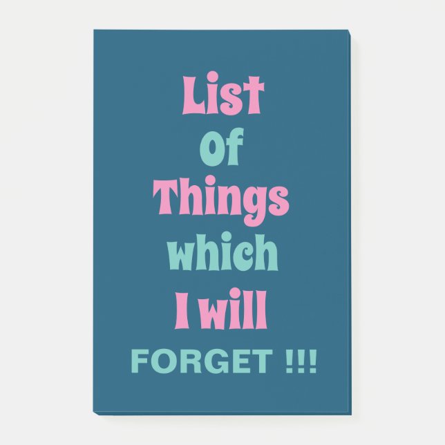 Bloco De Notas Lembrete engraçado para Pessoas esquecidas Não se  (Frente)