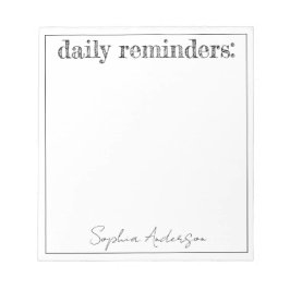 Bloco De Notas Lembretes Diários Simples Preto Branco Personaliza