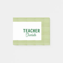 Bloco De Notas Lemon green white stripes teacher professor name c