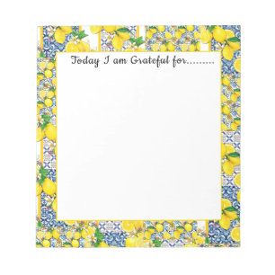 Bloco De Notas Lemon Português Azulejo - Gratidão Mediterrânica
