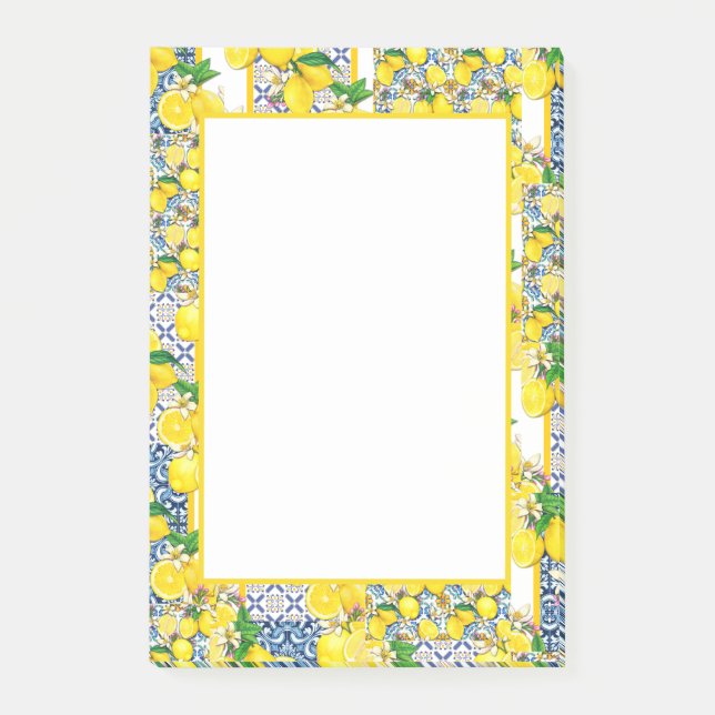 Bloco De Notas Lemon Português Azulejo Mediterrâneo Santorini (Frente)
