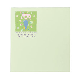 Bloco De Notas Lendo Muitas Palavras, Tão Pouco Tempo