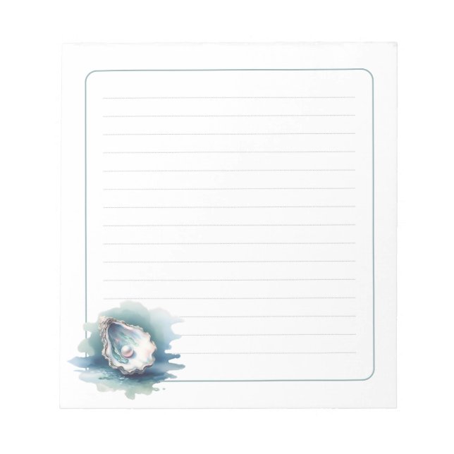 Bloco de Notas Lenhado Pérola do Oceano em Aquarel (Frente)