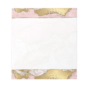 Bloco De Notas Lente Dourada de mármore branco rosa