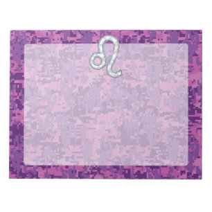 Bloco De Notas Leo Zodiac - Sinal da Camuflagem Digital Fuchsia