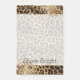 Bloco De Notas Leopard Imprima Largura Glitzy Sparkle Dourada