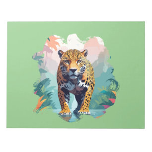 Bloco De Notas Leopard Vetor Art Animal Na Natureza Majestosa