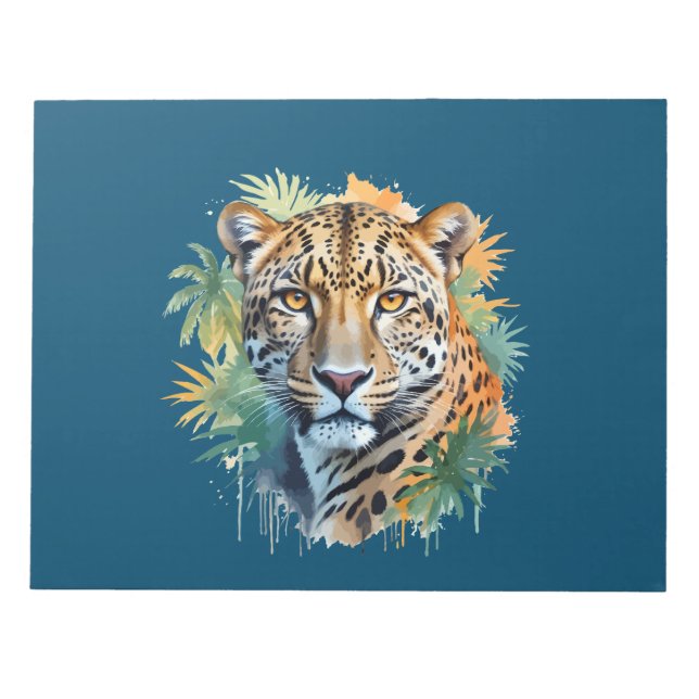 Bloco De Notas Leopard Vetor Art Animal Na Natureza Majestosa (Frente)
