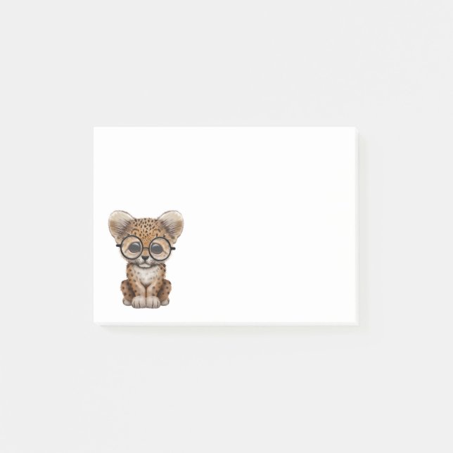 Bloco De Notas Leopardo bonito Cub do bebê que veste vidros (Frente)