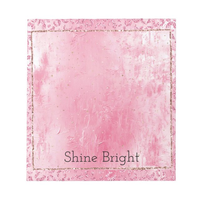 Bloco De Notas Leopardo bonito Glitter Rosa-Rosa (Frente)