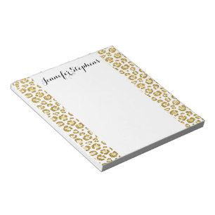 Bloco De Notas Leopardo Glamorous Faux Sparkly Dourado