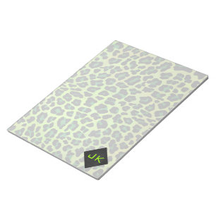 Bloco De Notas Leopardo Preto e Verde com Monograma