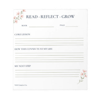 Bloco De Notas Ler Refletir Crescer Floral Leitura Reflexão