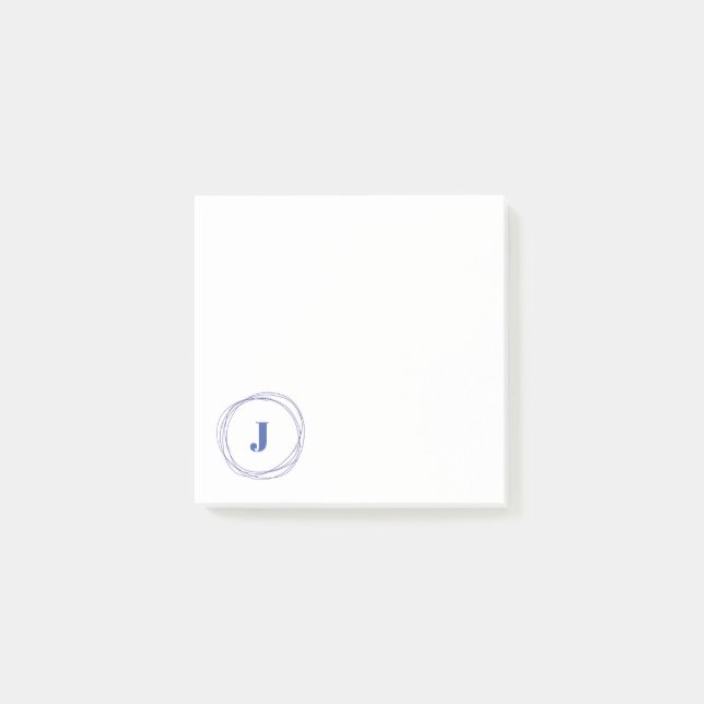 Bloco De Notas Letra Azul Wreath Inicial (Frente)