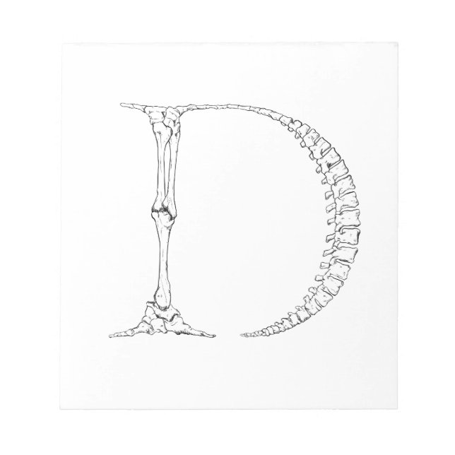 Bloco De Notas Letra D Osso Inicial (Frente)