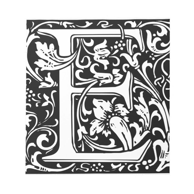 Bloco De Notas Letra E Monograma Medieval Arte Nova (Frente)