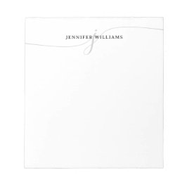 Bloco De Notas Letra Elegante Clássica Cinza Negra Monograma Mode