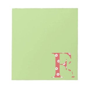 Bloco De Notas Letra F (vermelha) do padrão da flor