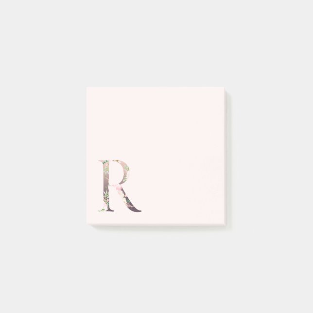 Bloco De Notas Letra floral "R" Notas do Monograma (Frente)