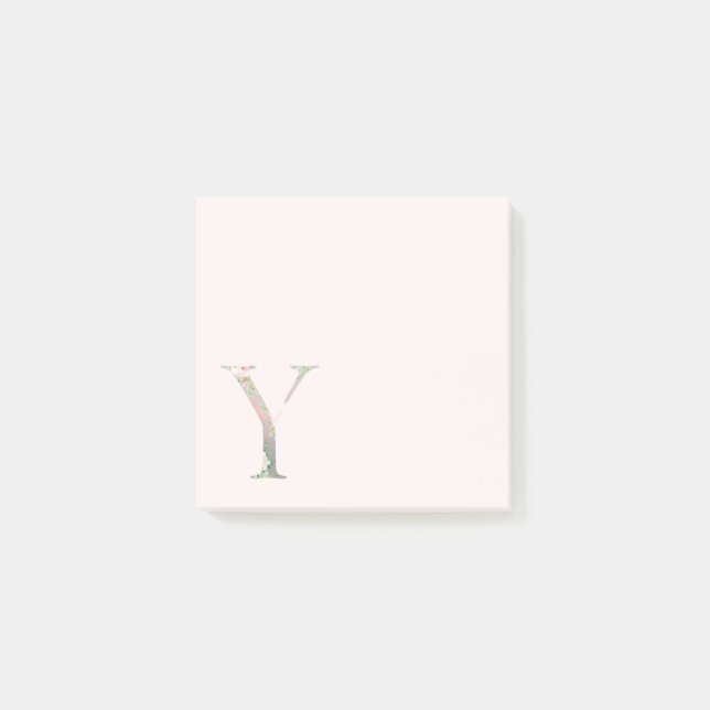 Bloco De Notas Letra floral "Y" Notas do Monograma (Frente)