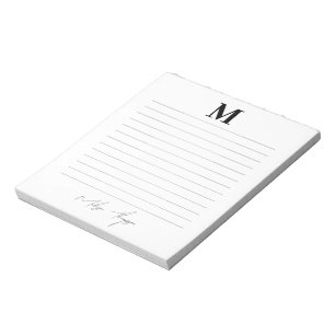 Bloco De Notas Letra Inicial e Nome Personalizado Script de Assin