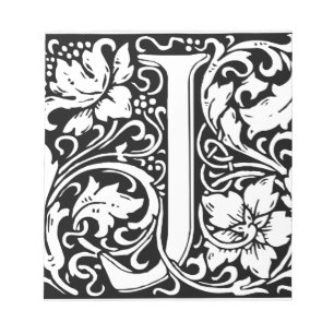 Bloco De Notas Letra J Monograma Medieval Art Nouveau