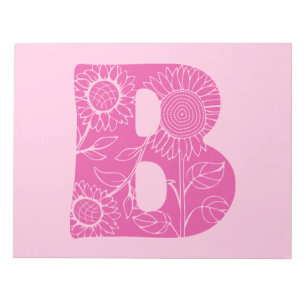 Bloco De Notas Letra maiúscula B monograma floral