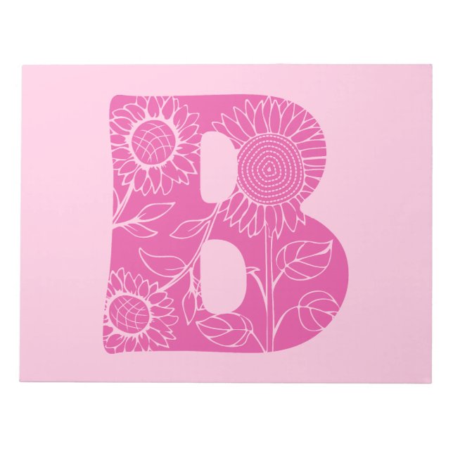 Bloco De Notas Letra maiúscula B monograma floral (Frente)