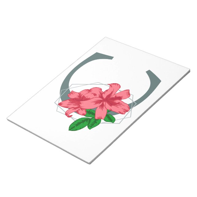 Bloco De Notas Letra maiúscula C monograma floral (Inclinado)