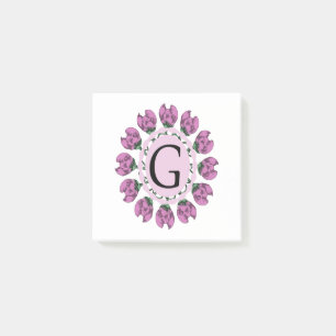 Bloco De Notas Letra maiúscula G monograma floral