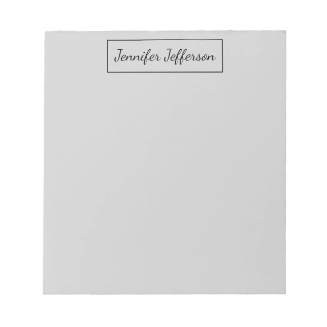 Bloco De Notas Letra Moderna Elegante Simples Profissional Cinza (Frente)