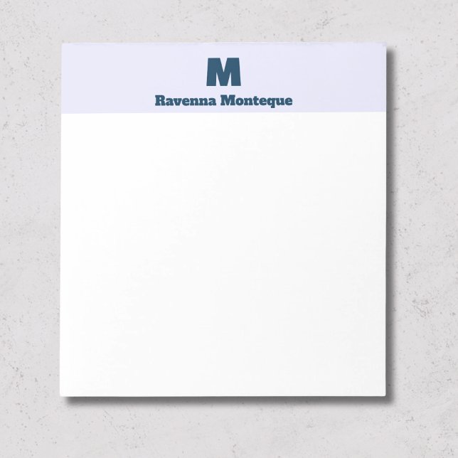 Bloco De Notas Letra Monograma de Nome Personalizado Simples Lava (Criador carregado)