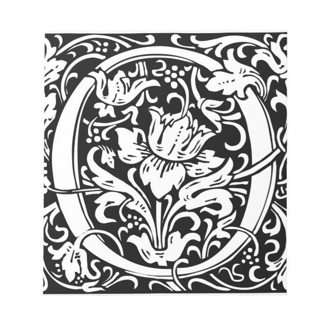 Bloco De Notas Letra O Monograma Medieval Arte Nova (Frente)