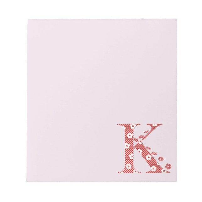 Bloco De Notas Letra padrão da ventoinha K(vermelha) (Frente)