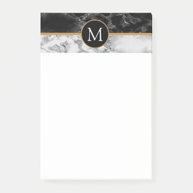 Bloco De Notas Letra personalizada Marble Stone Posta anotações (Frente)